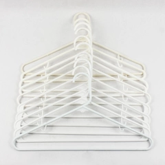Lot of 10 White Plastic Tubular Clothes Hangers