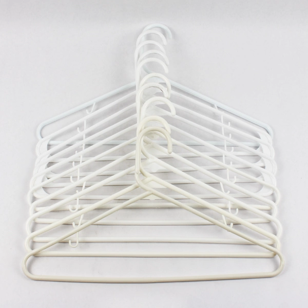 Lot of 10 White Plastic Tubular Clothes Hangers