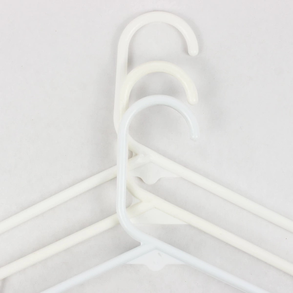 Lot of 10 White Plastic Tubular Clothes Hangers