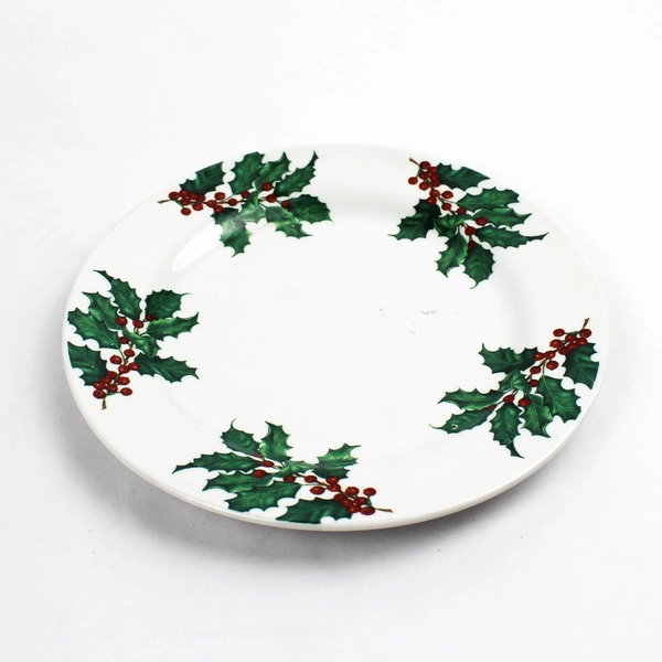 Lot Of 3 Hallmark Poinsettia & Holly Porcelain 2 Soup Bowls & 1 Salad Plate