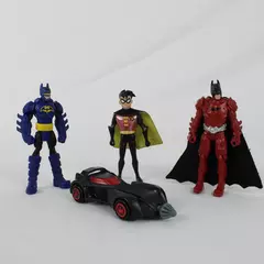 Batman & Robin DC Lot of 4 Loose 4" Action Figures and Batmobile Toys