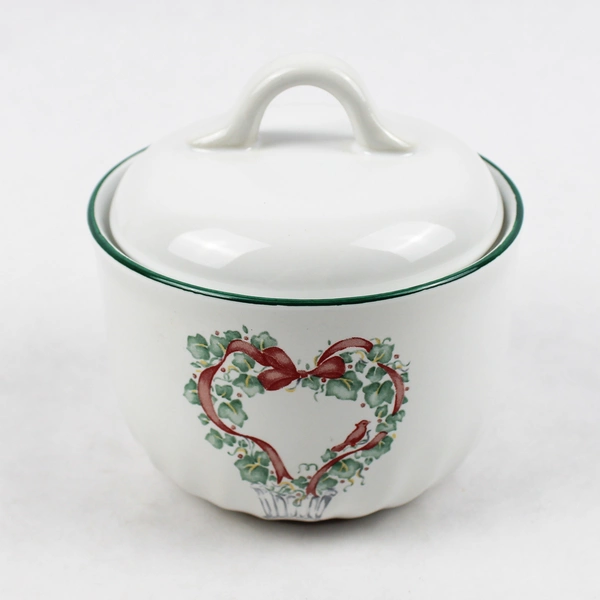 Set Of 2 Corning Callaway Holiday (Corelle) Pattern Sugar & Cream Set (W/ Lid)