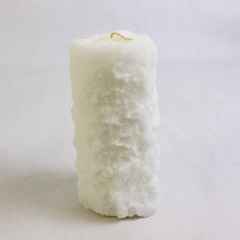 PartyLite C3688 Snowball Pillar Candle Textured White 6" Tall 3" Diameter