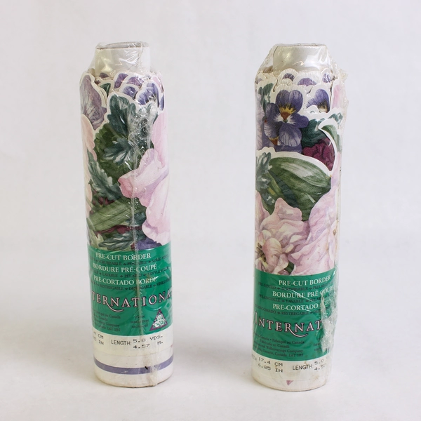 Set of Two 5 Yard Rolls International Wallpaper Border Pink Green Floral