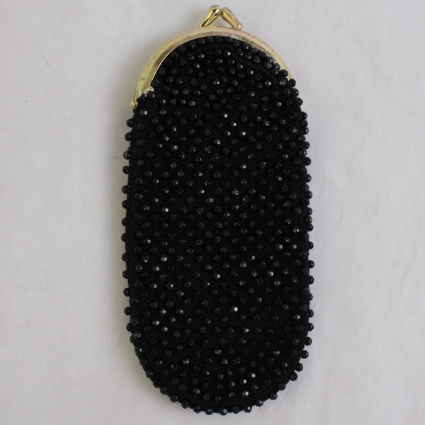 Vintage Black Beaded Clutch Coin Purse Clasp