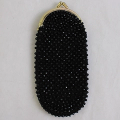 Vintage Black Beaded Clutch Coin Purse Clasp
