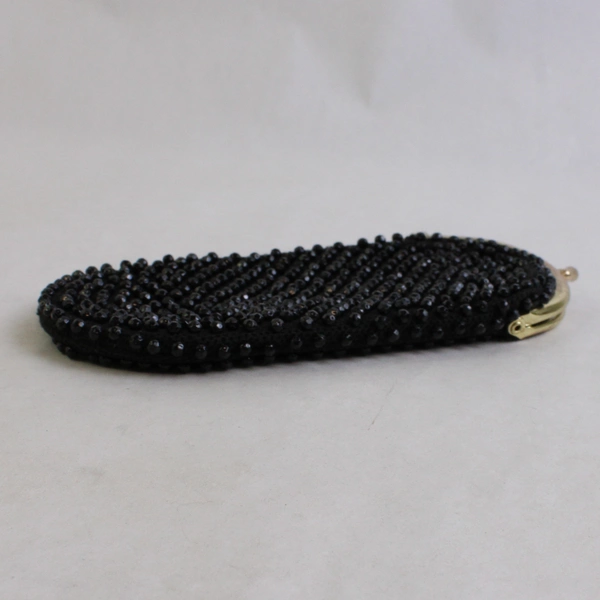 Vintage Black Beaded Clutch Coin Purse Clasp