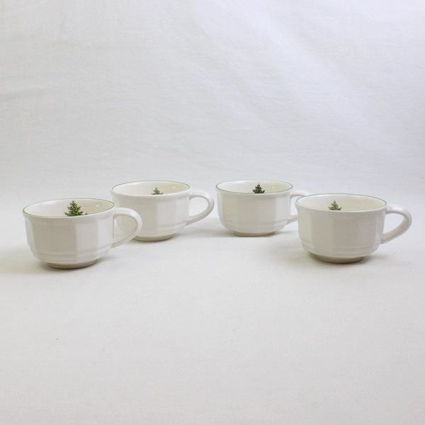 Lot Of 4 Pfaltzgraff Christmas Heritage Pattern Flat Cup Handled Mug 2.75" Tall