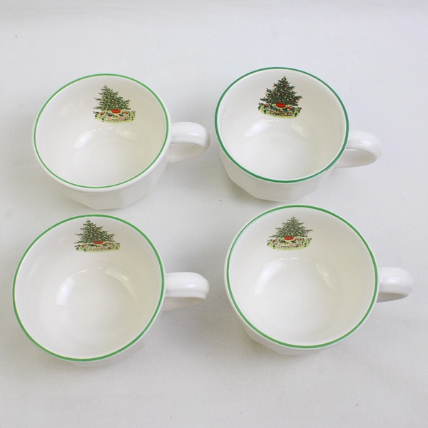 Lot Of 4 Pfaltzgraff Christmas Heritage Pattern Flat Cup Handled Mug 2.75" Tall