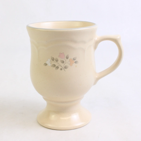 Pfaltzgraff Remembrance Pattern Pedestal Mug/Cup Ceramic Peach Pink 4.75" Tall