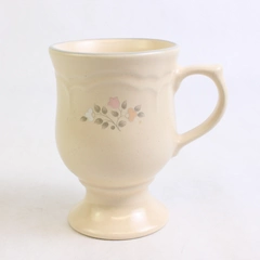 Pfaltzgraff Remembrance Pattern Pedestal Mug/Cup Ceramic Peach Pink 4.75" Tall