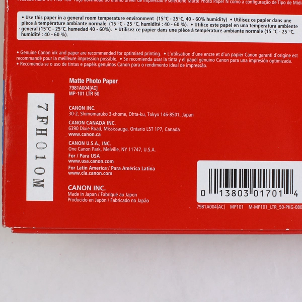 Canon 7981A004 Photo Paper Plus Matte 8-1/2 x 11 Lot of 3 Opened Boxes