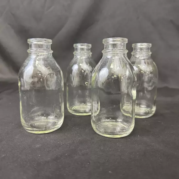 Lot of 4 Clear Glass Apothecary Bottles 4 inch No Lids or Stoppers DIY Vases