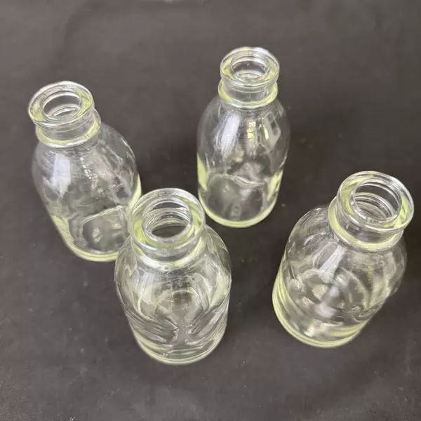 Lot of 4 Clear Glass Apothecary Bottles 4 inch No Lids or Stoppers DIY Vases