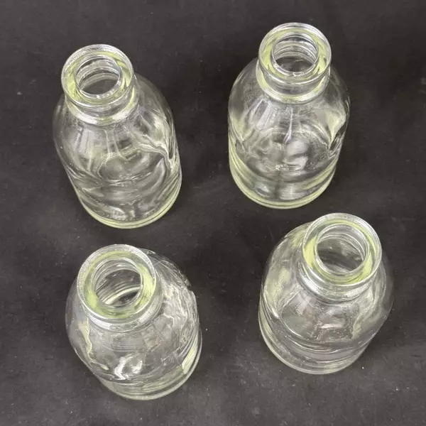 Lot of 4 Clear Glass Apothecary Bottles 4 inch No Lids or Stoppers DIY Vases