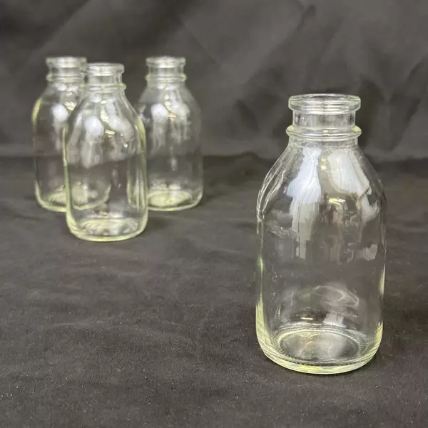 Lot of 4 Clear Glass Apothecary Bottles 4 inch No Lids or Stoppers DIY Vases