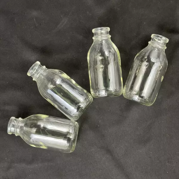 Lot of 4 Clear Glass Apothecary Bottles 4 inch No Lids or Stoppers DIY Vases