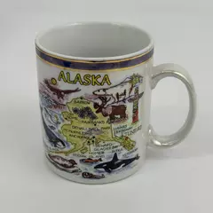 Alaska Souvenir Coffee Mug Cup Opalescent Map