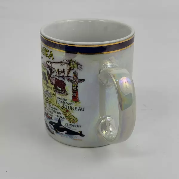 Alaska Souvenir Coffee Mug Cup Opalescent Map