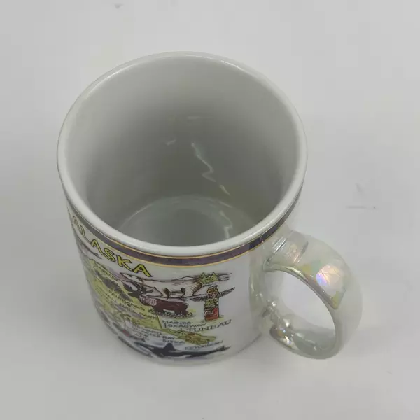 Alaska Souvenir Coffee Mug Cup Opalescent Map