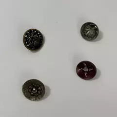 Lot of 4 Antique Metal Pictorial Shank Buttons Victorian Flower