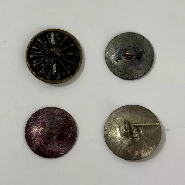 Lot of 4 Antique Metal Pictorial Shank Buttons Victorian Flower