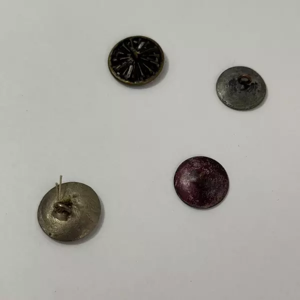 Lot of 4 Antique Metal Pictorial Shank Buttons Victorian Flower