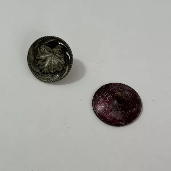 Lot of 4 Antique Metal Pictorial Shank Buttons Victorian Flower