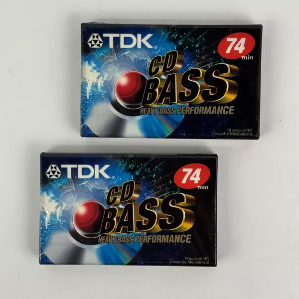 2 TDK CD BASS 74-Minute Blank Audio Cassette Tape Heavy BASS Brand New Sealed