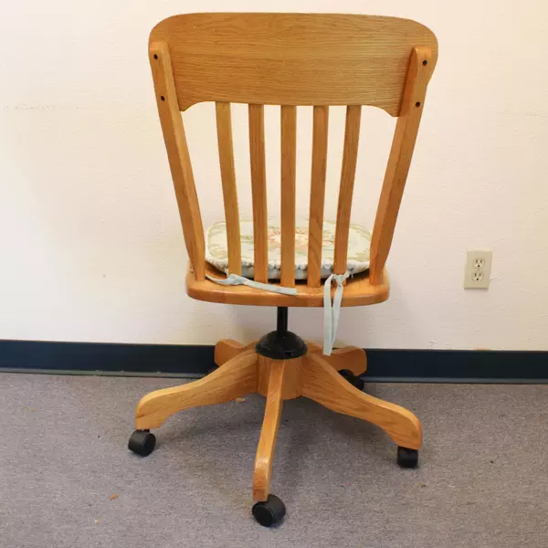 Winners Only Rolling Wooden Bankers Chair with Embroidered Seat Pad