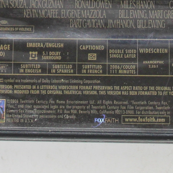 End Of The Spear DVD Video Movie Copyright 2006 Twentieth Century Fox