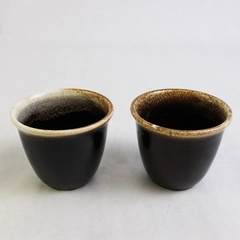 Lot of 2 Pfaltzgraff Gourmet Custard Cups Gourmet Brown Drip Glaze 