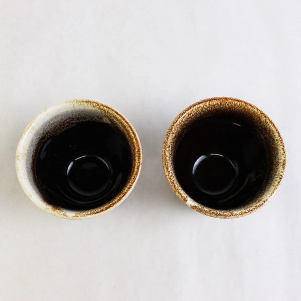 Lot of 2 Pfaltzgraff Gourmet Custard Cups Gourmet Brown Drip Glaze 