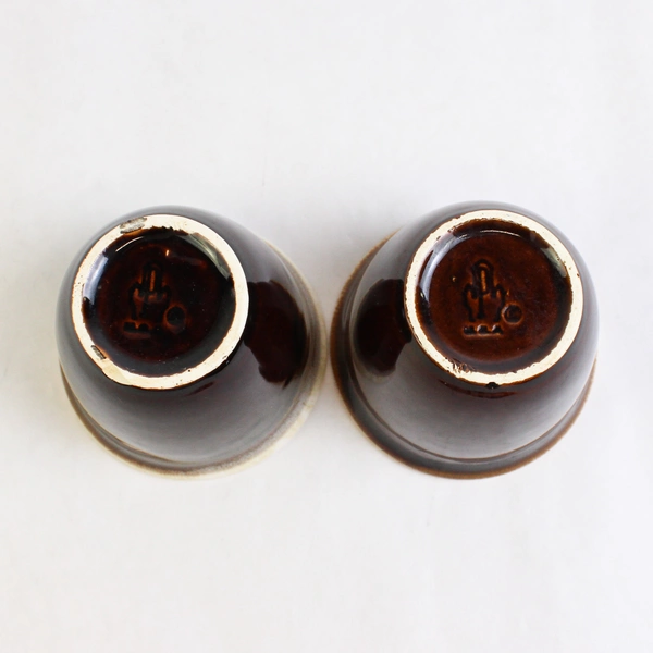Lot of 2 Pfaltzgraff Gourmet Custard Cups Gourmet Brown Drip Glaze 