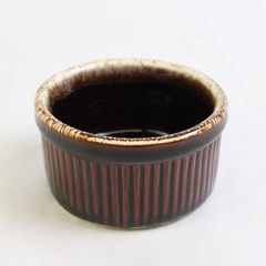 Vintage Pfaltzgraff Gourmet Brown Individual Souffle Dish Drip Glaze