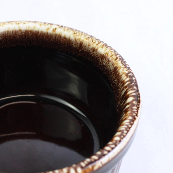 Vintage Pfaltzgraff Gourmet Brown Individual Souffle Dish Drip Glaze