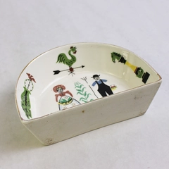 Vintage Penn Dutch By Royal Sealy Dish Bowl Gold Trim Farmer Design