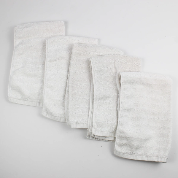 Lot of 5 Mainstays Terry Cotton Wash Cloth Hand Towel Ribbed White 16Wx26L