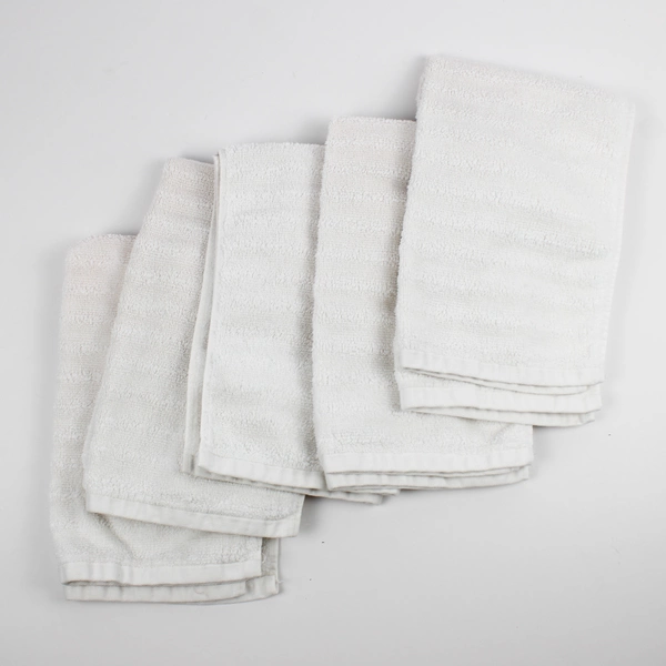 Lot of 5 Mainstays Terry Cotton Wash Cloth Hand Towel Ribbed White 16Wx26L