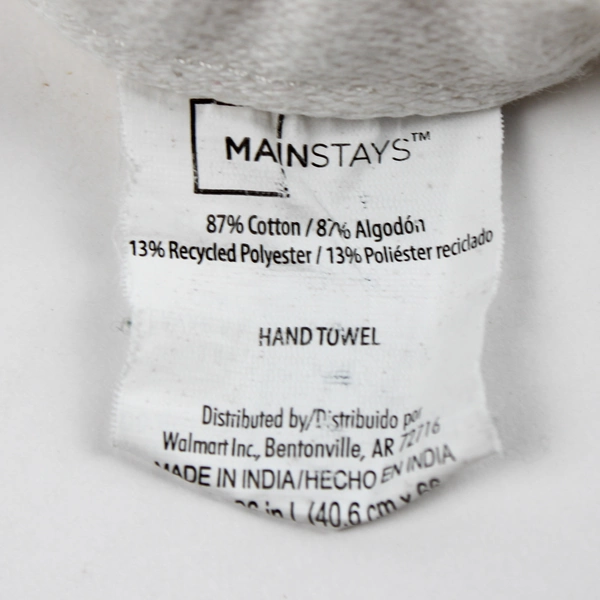 Lot of 5 Mainstays Terry Cotton Wash Cloth Hand Towel Ribbed White 16Wx26L
