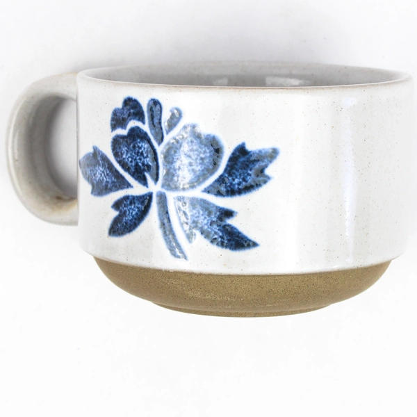 Set of 3 Midwinter Country Blue Stoneware 2.5" Tall Coffee Stackable Mugs