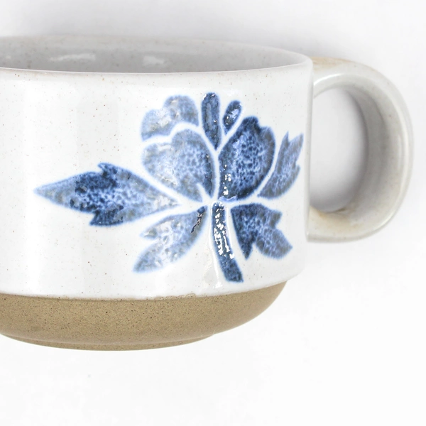 Set of 3 Midwinter Country Blue Stoneware 2.5" Tall Coffee Stackable Mugs