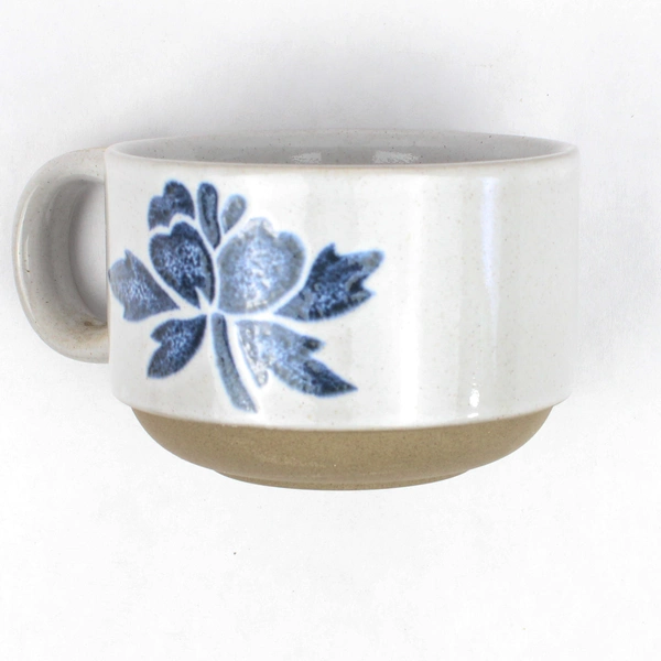 Set of 3 Midwinter Country Blue Stoneware 2.5" Tall Coffee Stackable Mugs