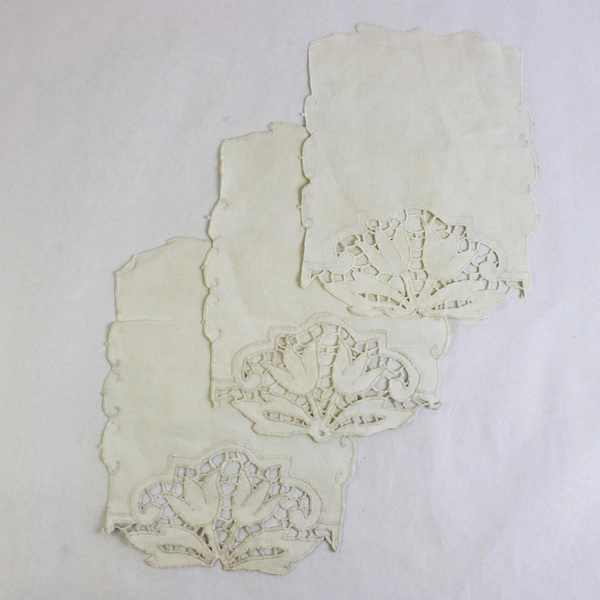 Lot of 3 Vintage Floral Cutwork Lace Doilies FLAWED