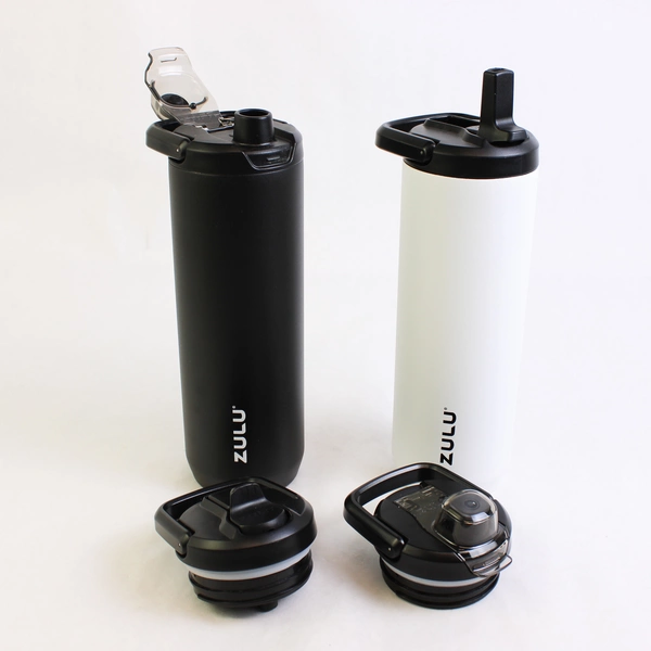 Set Of 6 Zulu 2 24oz Stainless Steel Water Bottles W/ 4 Lids