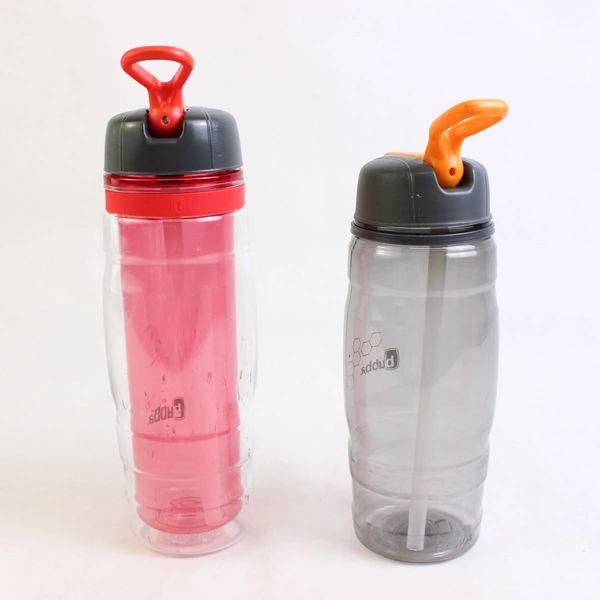 Lot Of 2 Bubba Raptor Clear Plastic Water Bottles 24 Oz Gray & 16 Oz Pink
