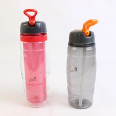 Lot Of 2 Bubba Raptor Clear Plastic Water Bottles 24 Oz Gray & 16 Oz Pink