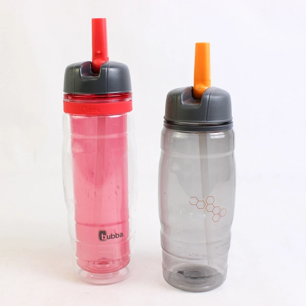 Lot Of 2 Bubba Raptor Clear Plastic Water Bottles 24 Oz Gray & 16 Oz Pink