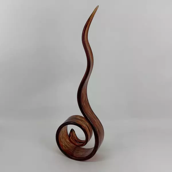 Murano Style Hand Blown Abstract Art Glass Sculpture 22.75 Inch Red And Gold