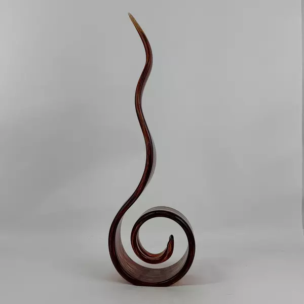 Murano Style Hand Blown Abstract Art Glass Sculpture 22.75 Inch Red And Gold